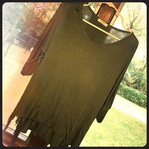 Olive Green Fringe Blouse
